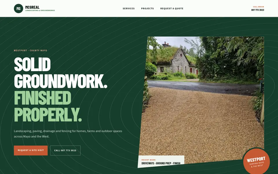 McGreal Landscaping and Groundworks website