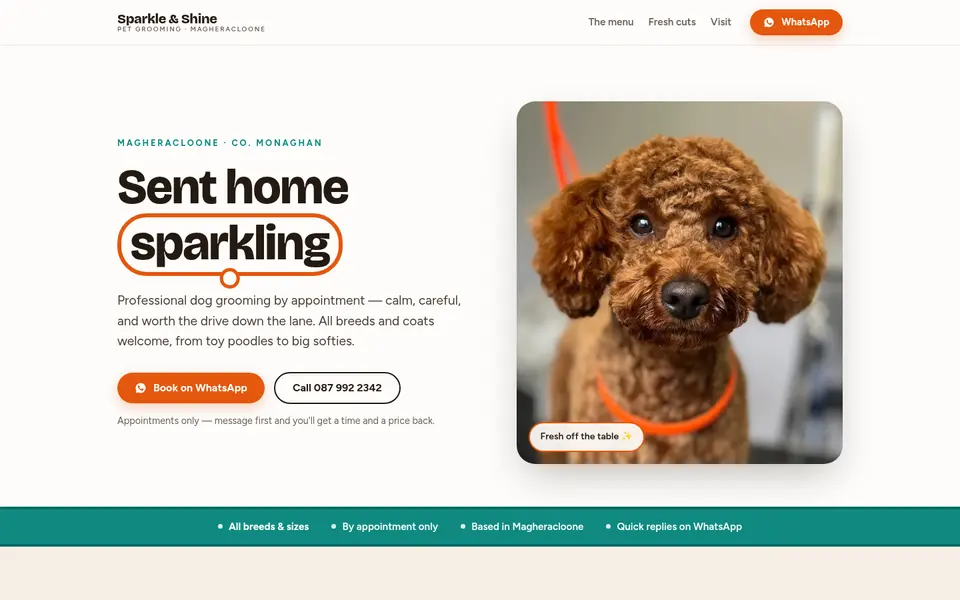 Sparkle and Shine Pet Grooming website